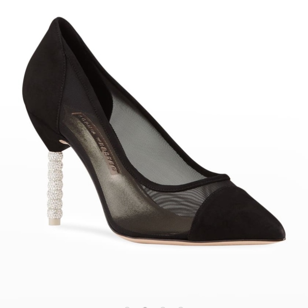 Jasmine Crystal Suede & Mesh Sculpted Heel Pump… Sophia Webster